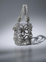 Chrysanthemum Crystal Flower Bag In Silver