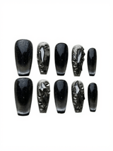 Black Cat Eye Crystal Handmade Press On Nails