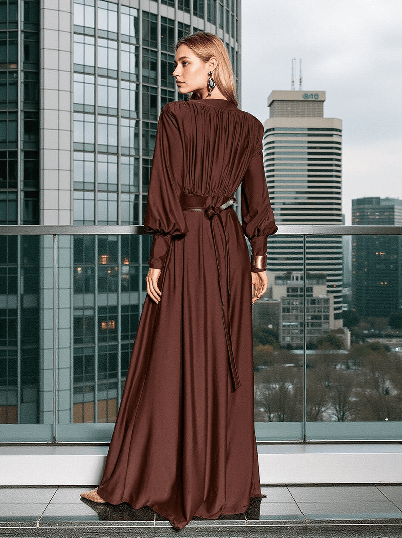 Cosmo V Neck Belted Maxi Dress