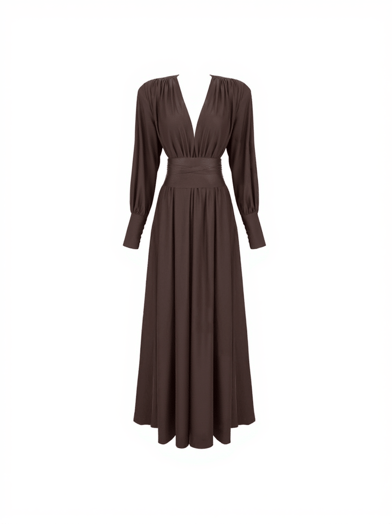 Cosmo V Neck Belted Maxi Dress