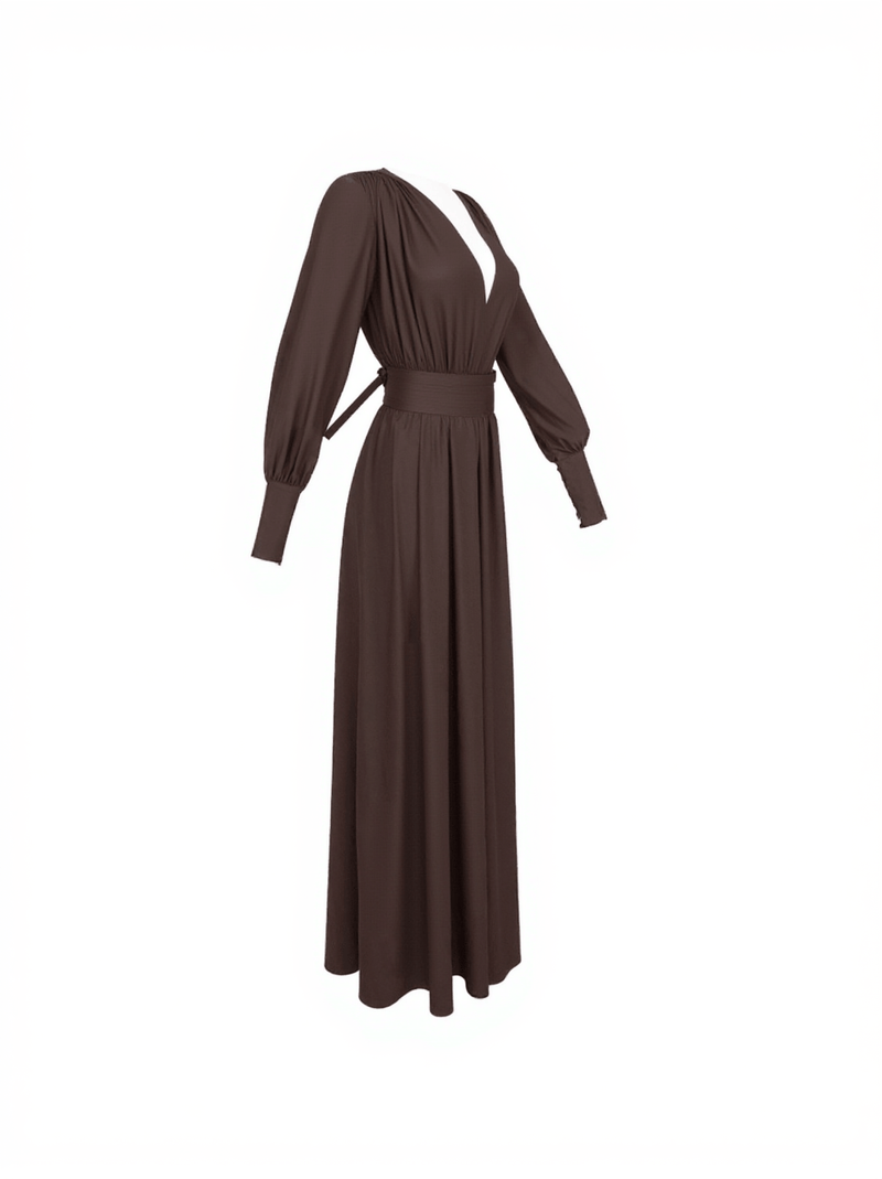 Cosmo V Neck Belted Maxi Dress