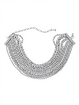 Jago Multi Layered Crystal Necklace In Silver