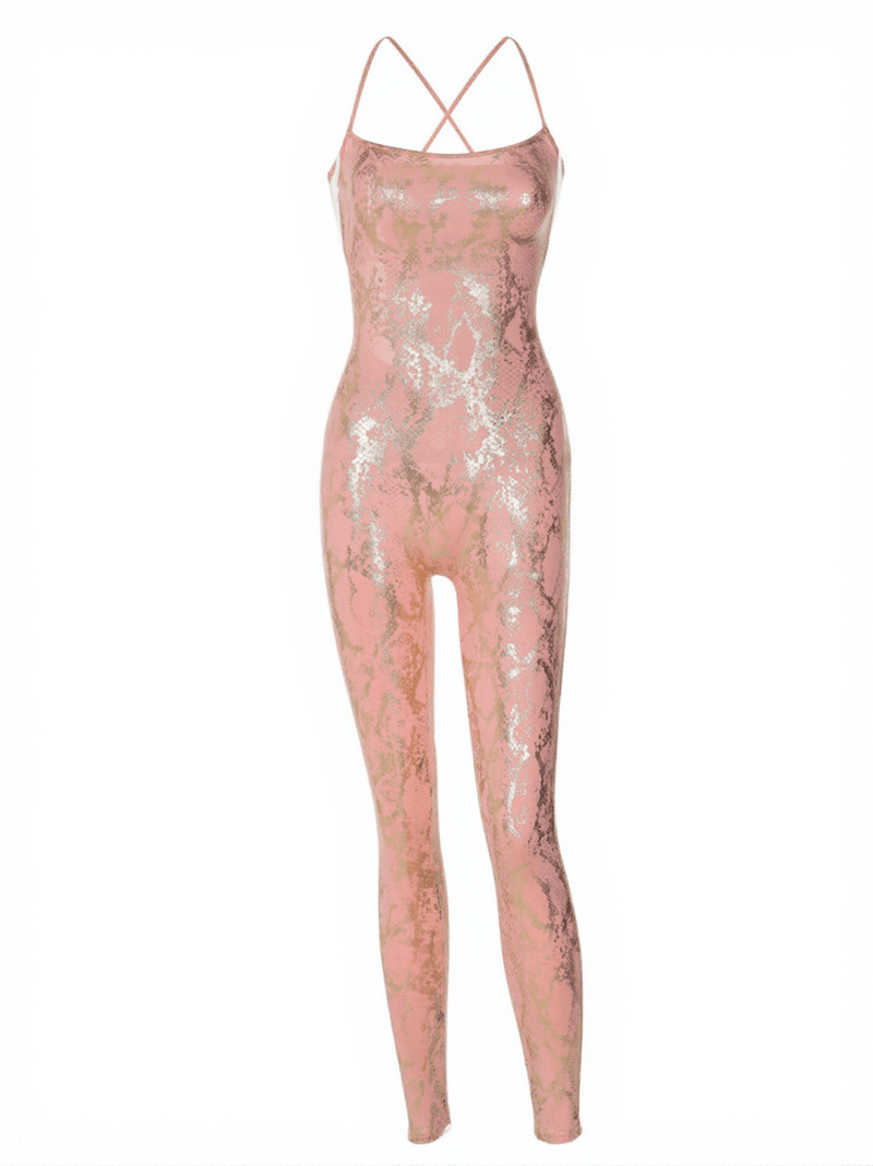 Luai Snake Printed Spaghetti Jumpsuit In Pink