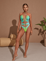 Eliana Cutout One Piece Swimsuit In Green