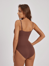 Obi Seamless Sculpt Plunge Thong Bodysuit In Coffee