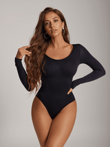 Shaun Long Sleeve Sculpt Bodysuit In Black