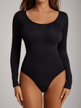 Shaun Long Sleeve Sculpt Bodysuit In Black