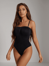 Artie Removable Straps Thong Bodysuit In Black