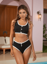 Jacoby Button Bikini Two Piece Set In Black