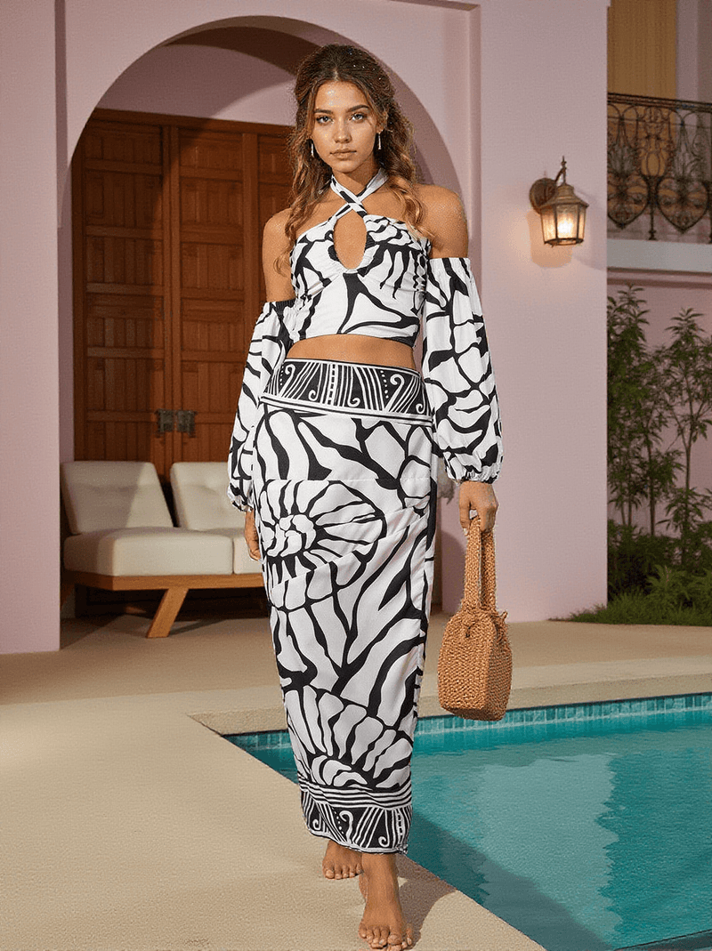 Maureen Printed Bikini Three Piece Set