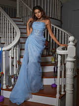 Diana Spaghetti Draped Mesh Maxi Dress