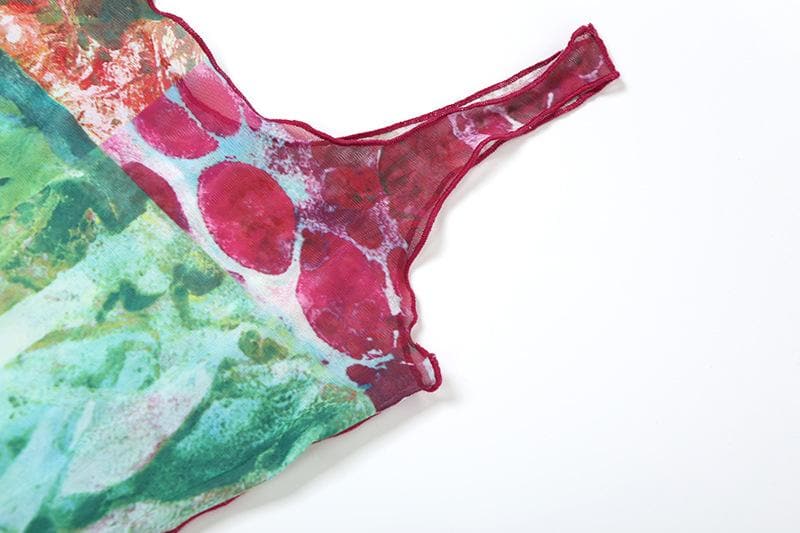 Vibrant Abstract Print Mesh Maxi Dress - Your Chic Fall & Holiday Statement