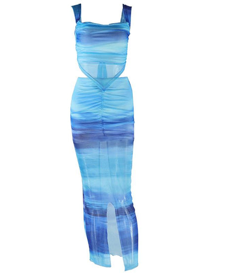 Oceanic Ombre Mesh Cami & Midi Skirt Set - Chic Vacation & Fall Getaway Essential