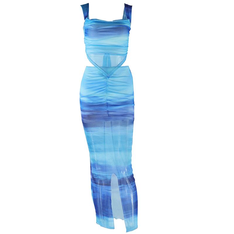 Oceanic Ombre Mesh Cami & Midi Skirt Set - Chic Vacation & Fall Getaway Essential