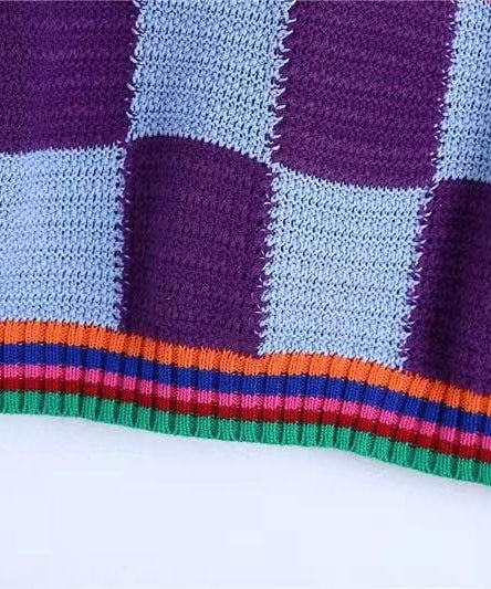 Vibrant Retro Knit Vest & Shorts Set - Cozy Fall Transition Style