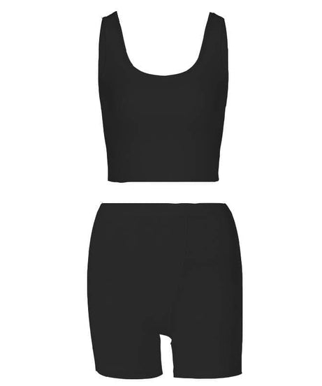 Fall Favorite: Effortless Ribbed Crop Top & Biker Shorts Set - Cozy Chic Loungewear