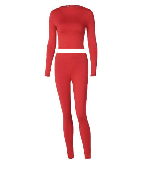 Cozy Chic White Long Sleeve Crop Top & High-Waisted Leggings Set - Your Fall/Winter Go-To!