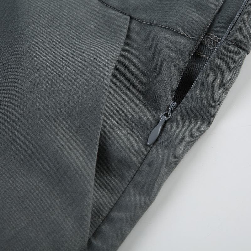 Women's Effortless Wide Leg Trousers - Dark Grey Fall Style with Stretch & Flattering Medium Rise