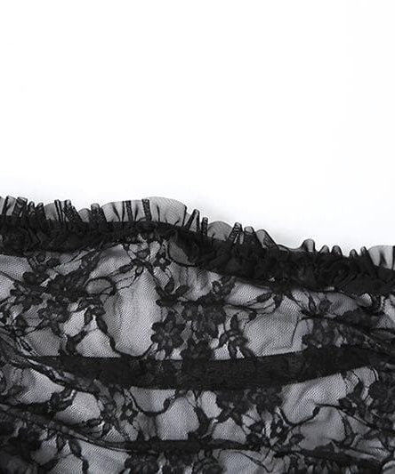 Gothic Enchantress Black Lace Cut-Out Midi Dress - Perfect for Halloween & Fall Parties