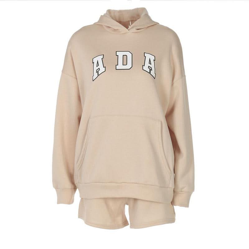 ADA Collegiate Comfort: Women's Oversized Hoodie & Shorts Lounge Set – Perfect for Fall!