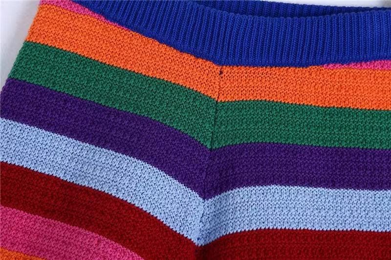 Vibrant Retro Knit Vest & Shorts Set - Cozy Fall Transition Style