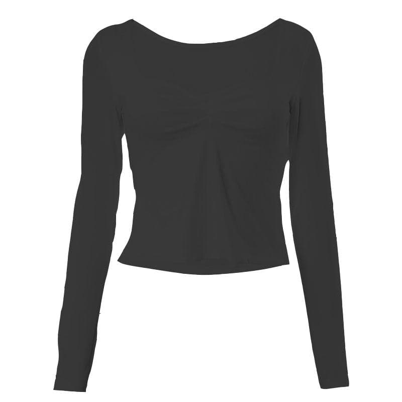 Fall Favorite Ruched Square Neck Long Sleeve Top | Flattering Bodycon Chic