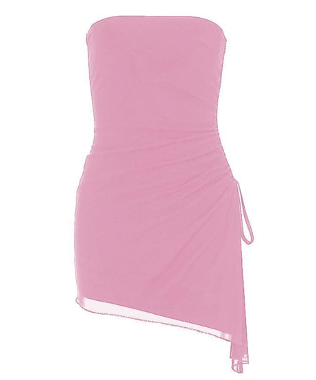 The 'Allure' Black Ruched Mini Dress - Strapless, Adjustable & Chic for Fall Nights Out