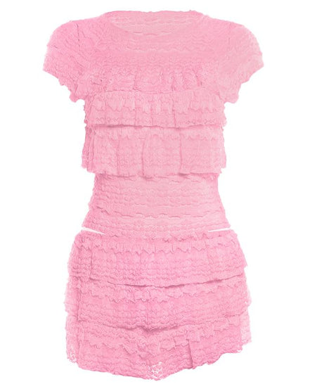 Fall Chic Ruffle Tiered Mini Skirt & Top Set - Cozy Textured Knit