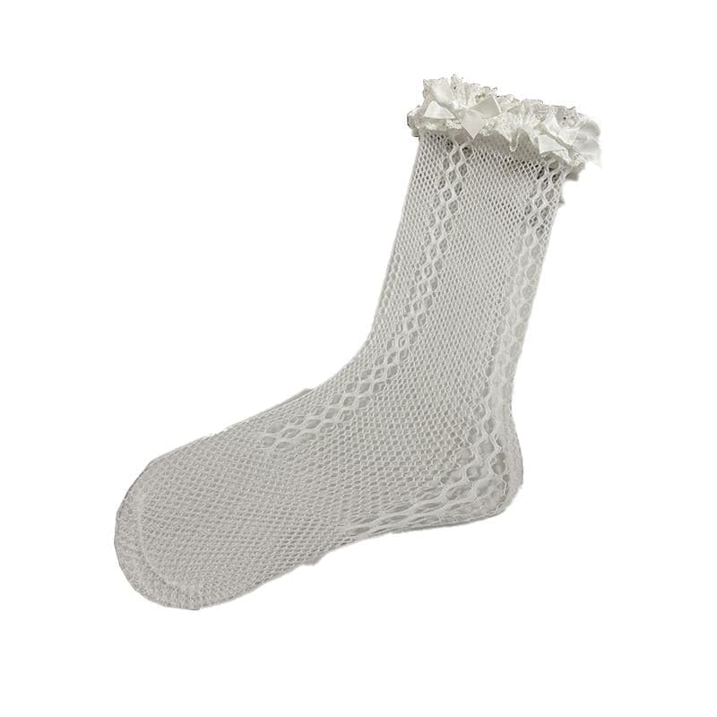 Sweetheart Coquette Bowknot Lace Ankle Socks - Whimsical Fall Fashion for Women