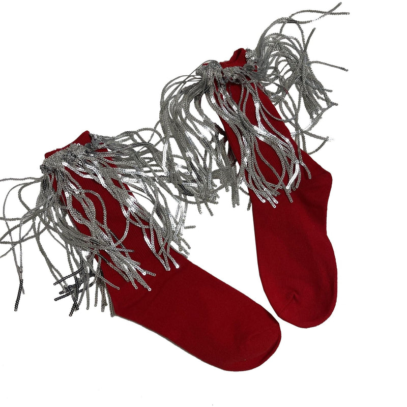 Dazzling Pink Sequin Tassel Ankle Socks | Festive Party Glam for Women