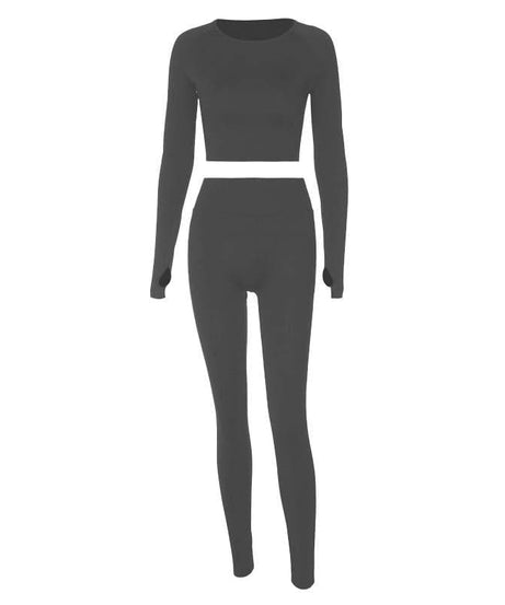 Fall Chic Seamless Workout Set: Crop Top & High-Waist Leggings with Thumbholes