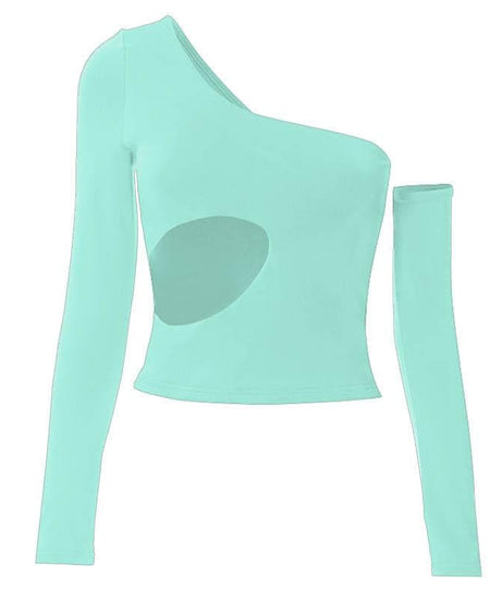 Rebel Chic One-Shoulder Cut-Out Top with Arm Warmer – Your Fall Party Statement