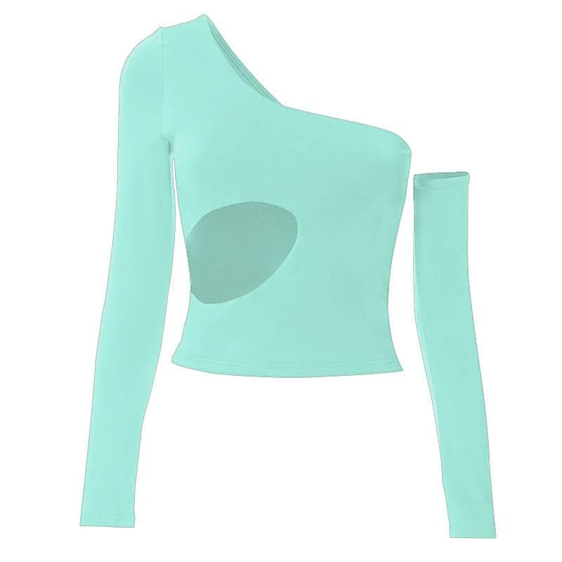 Rebel Chic One-Shoulder Cut-Out Top with Arm Warmer – Your Fall Party Statement