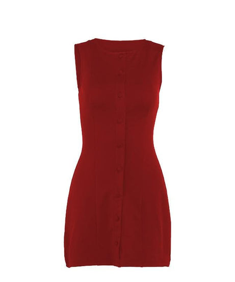 Autumn Allure: Sleeveless Button-Front Bodycon Mini Dress - Perfect for Fall & Holiday Parties
