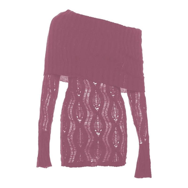 Sultry Black Crochet Off-Shoulder Mini Dress - Fall Party & Night Out Essential