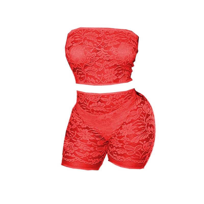 Edgy Black Lace Tube Top & Shorts Set - Your Fall & Halloween Statement Piece