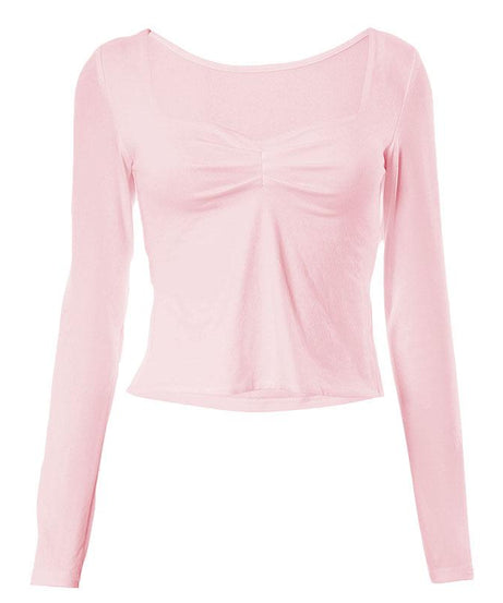 Fall Favorite Ruched Square Neck Long Sleeve Top | Flattering Bodycon Chic