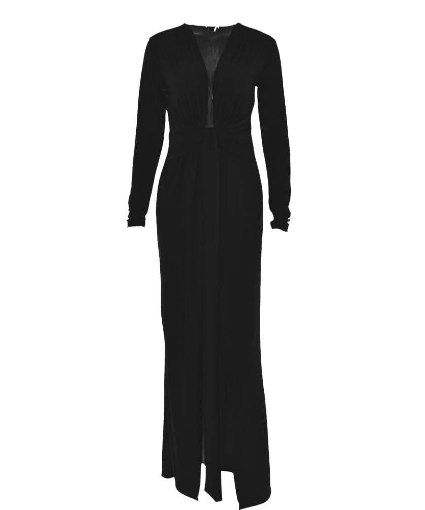 Glamorous Royal Blue Plunge V-Neck Ruched Maxi Dress - Fall & Holiday Party Statement