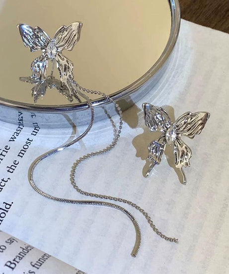 Whimsical Asymmetrical Butterfly Dangle Earrings - Enchanting Fall & Holiday Sparkle