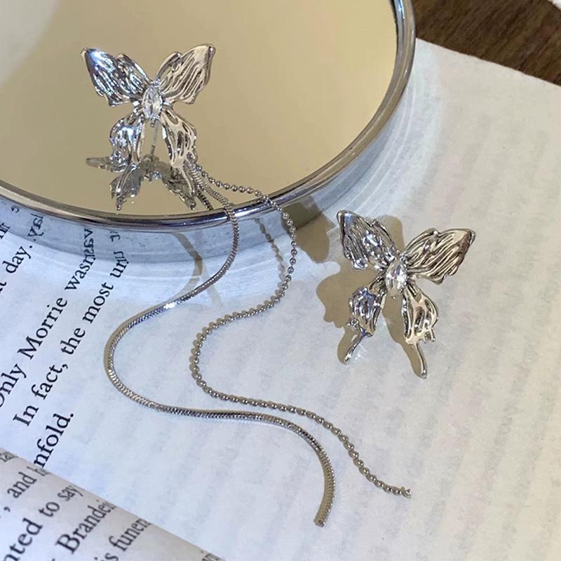 Whimsical Asymmetrical Butterfly Dangle Earrings - Enchanting Fall & Holiday Sparkle