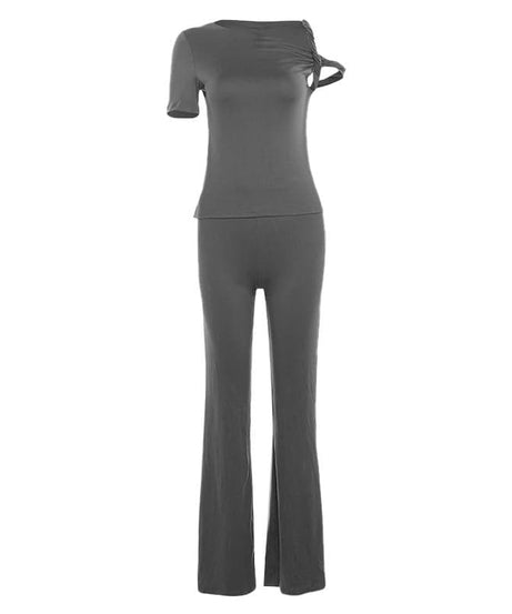 Women's Fall Chic Knot-Detail Lounge & Go Pant Set - Comfy & Stylish 2-Piece Outfit