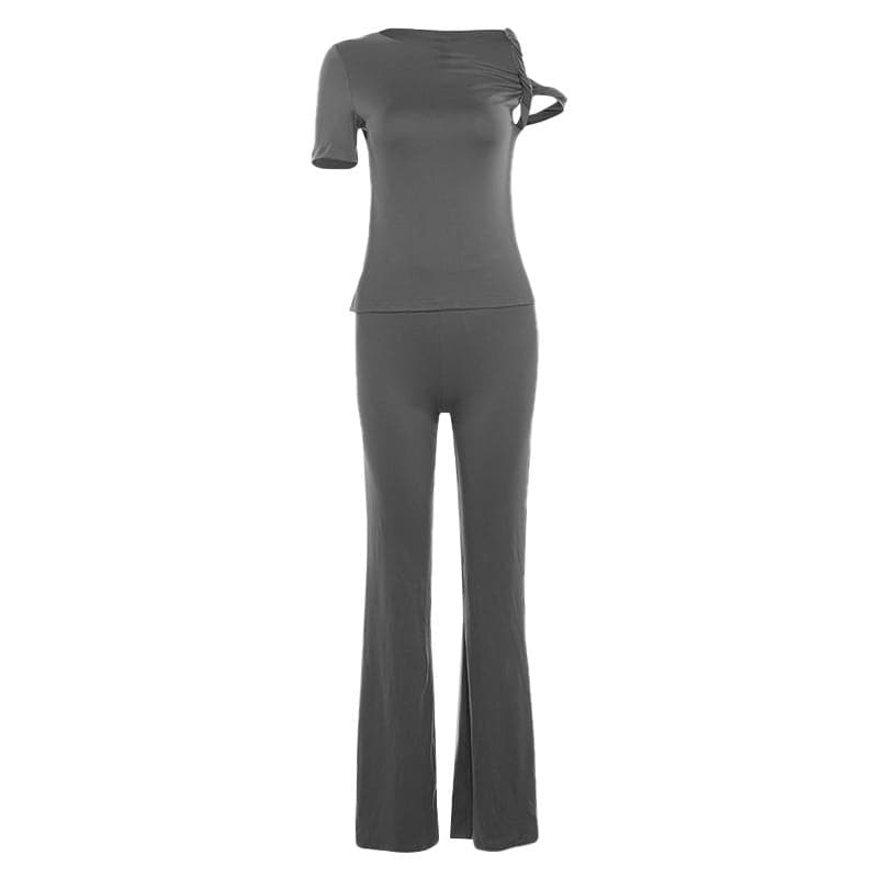 Women's Fall Chic Knot-Detail Lounge & Go Pant Set - Comfy & Stylish 2-Piece Outfit