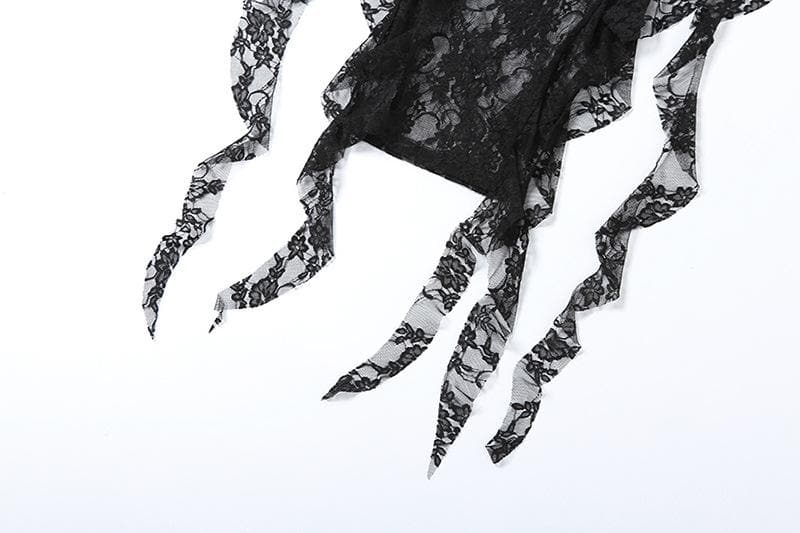 Gothic Enchantress Black Lace Cut-Out Midi Dress - Perfect for Halloween & Fall Parties