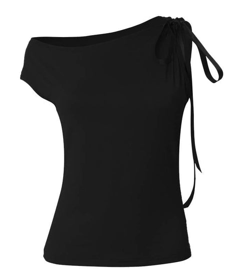 Fall Fashion Favorite: Black One-Shoulder Tie Sleeve Top - Effortless Chic for Autumn Nights & Holiday Parties