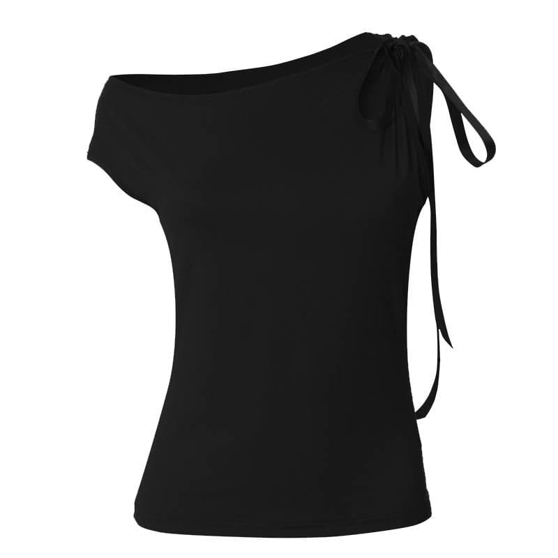 Fall Fashion Favorite: Black One-Shoulder Tie Sleeve Top - Effortless Chic for Autumn Nights & Holiday Parties