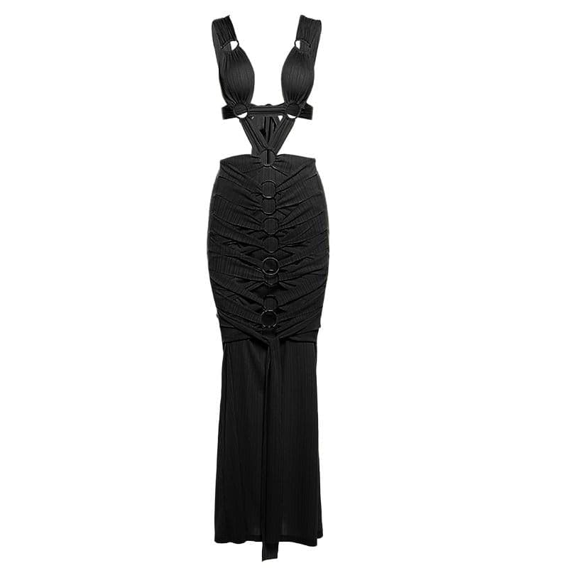 Midnight Allure O-Ring Cutout Maxi Dress - The Ultimate Fall & Holiday Statement