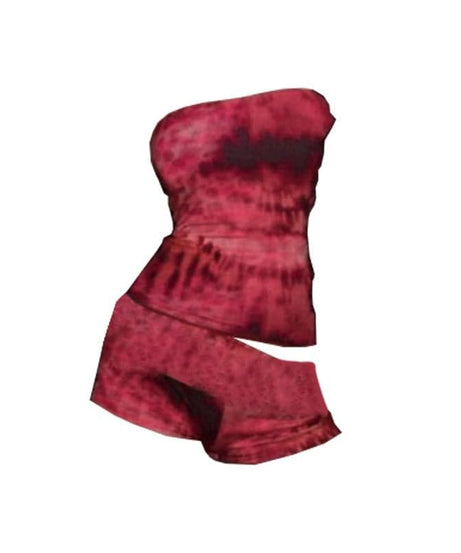 Y2K Celestial Swirl Tube Top & Shorts Set - Trendy Fall Transition Co-ord