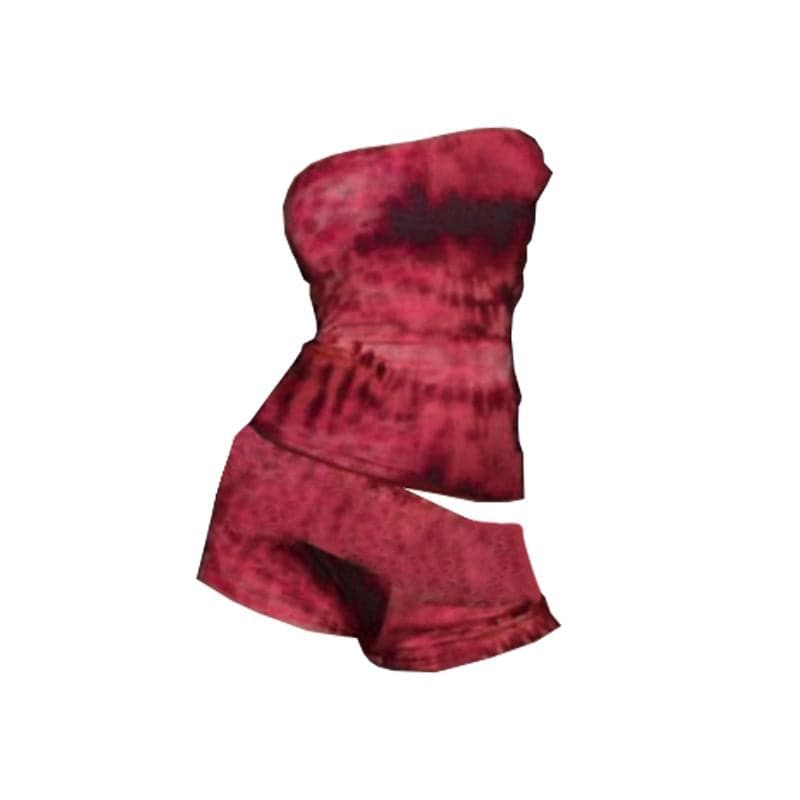Y2K Celestial Swirl Tube Top & Shorts Set - Trendy Fall Transition Co-ord