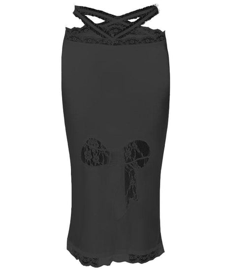 Enchanting White Lace Slip Midi Dress | Alluring Bow Cutout & Criss-Cross Back for Fall & Holiday Parties