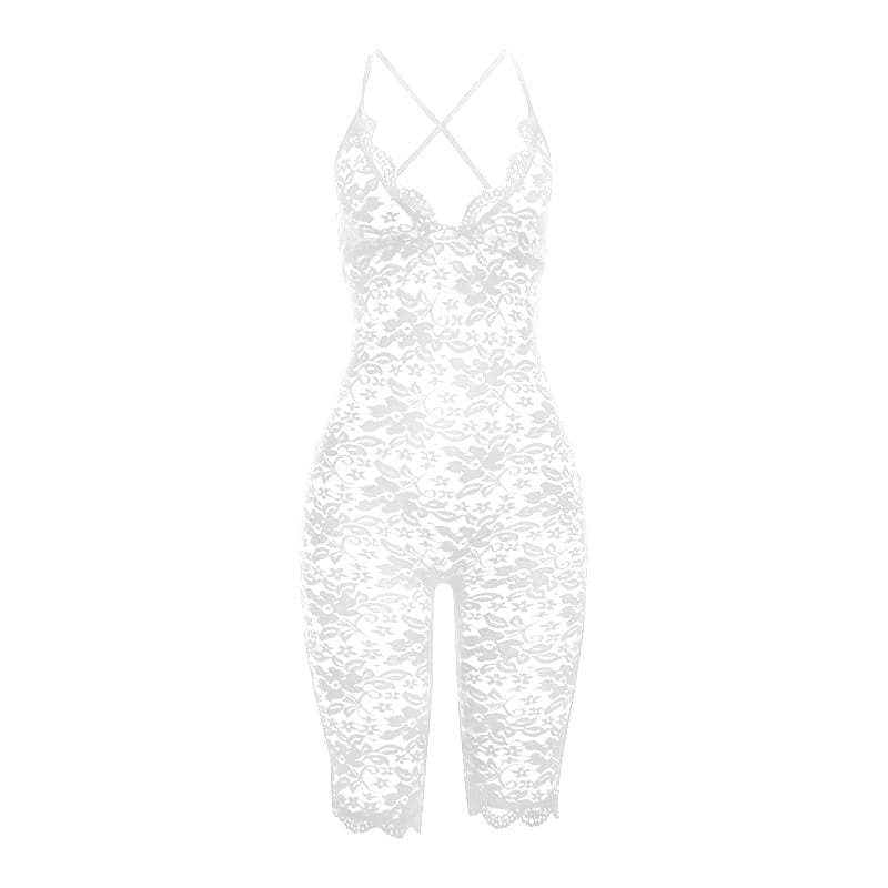 Sultry Black Lace V-Neck Romper Bodysuit – Chic & Flirty for Fall Nights